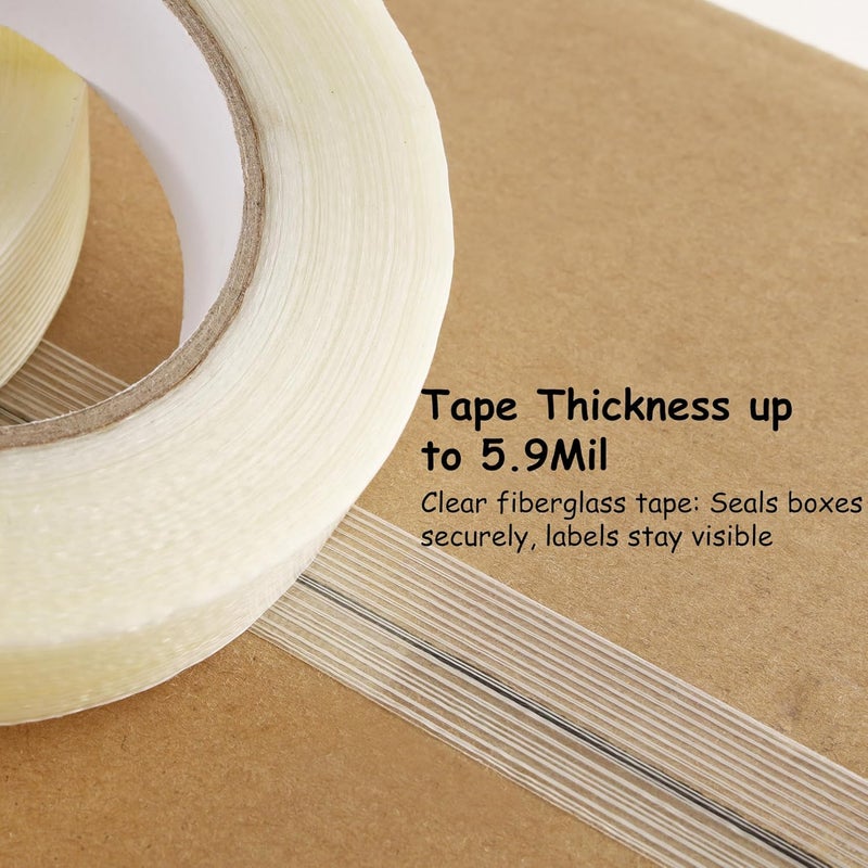 Lichamp Mono Filament Strapping Tape, 4 Roll 1 Inch x 60 Yards 5.9 Mil Transparent Fiberglass Tapes, Reinforced Packing Tape - Image 5